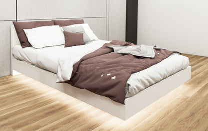 Wool White Finish Queen Bed – Modern Box Design