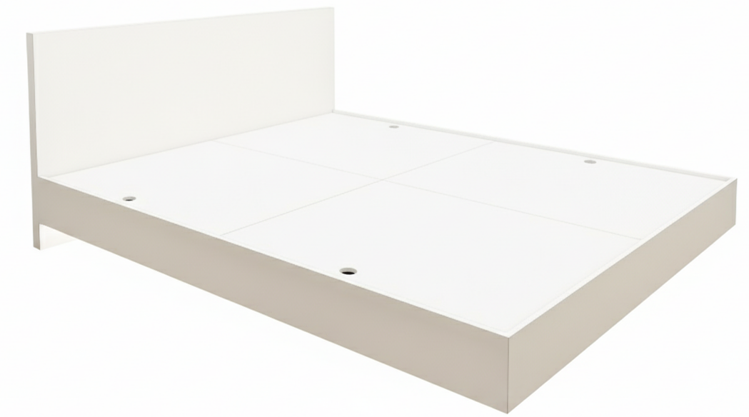 Wool White Finish Queen Bed – Modern Box Design