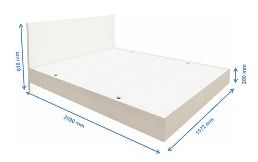 Wool White Finish Queen Bed – Modern Box Design