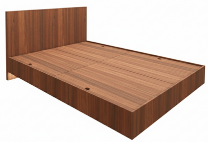 American Walnut Finish Queen Bed – Modern Box Design
