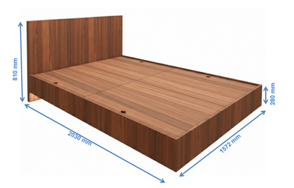 American Walnut Finish Queen Bed – Modern Box Design