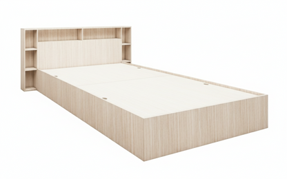 Modern Oak Finish Queen Size Bed with Storage – Luxury Wooden Bedframe