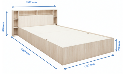 Modern Oak Finish Queen Size Bed with Storage – Luxury Wooden Bedframe