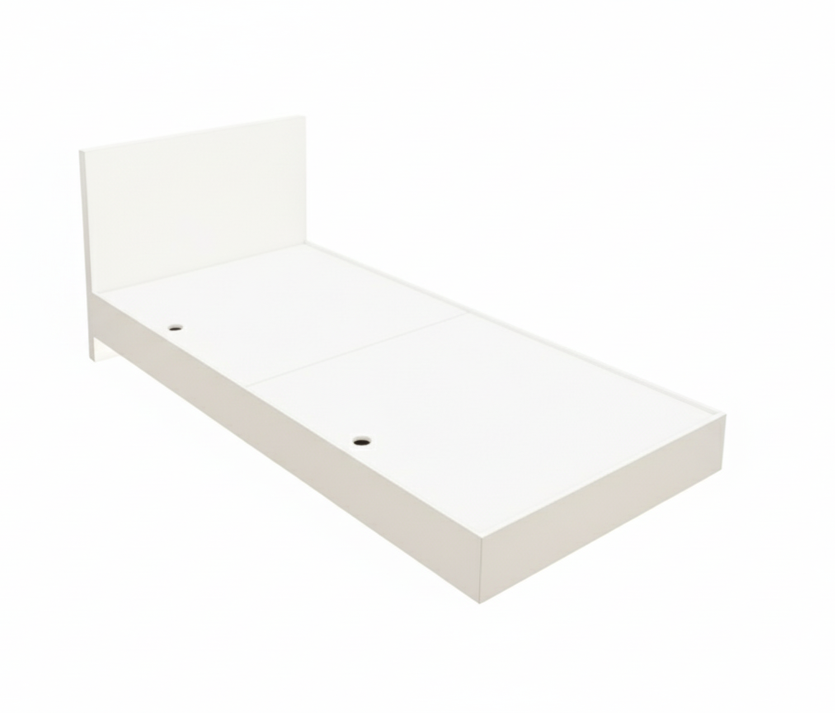 Wool White Finish Single Bed – Minimalist Box Frame