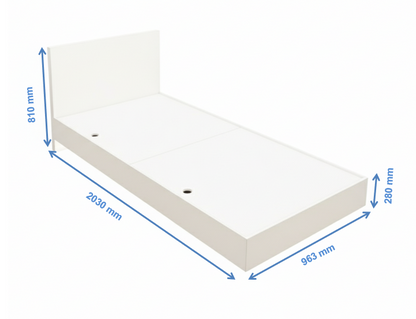Wool White Finish Single Bed – Minimalist Box Frame