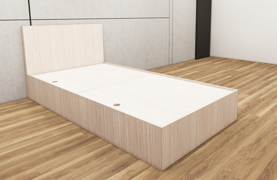 Modern Oak Finish Single Bed with Storage – Compact Wooden Bedframe