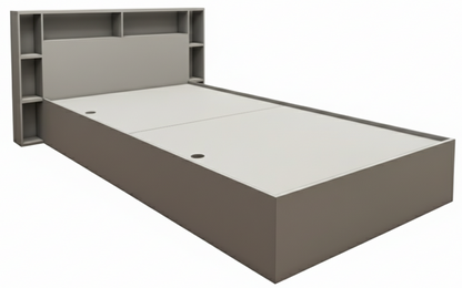 Dust Finish Single Bed with Headboard Storage