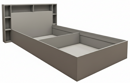Dust Finish Single Bed with Headboard Storage