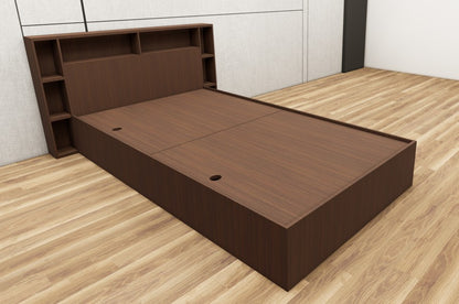 Rick Walnut Finish Single Bed with Headboard Storage