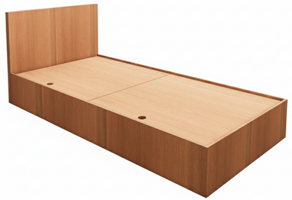 Burma Teak Finish Single Bed with Storage – Compact Wooden Bedframe