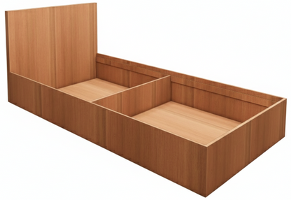 Burma Teak Finish Single Bed with Storage – Compact Wooden Bedframe