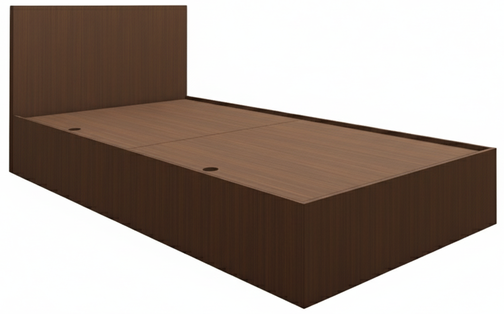 Rich Walnut Finish Single Bed with Storage – Compact Wooden Bedframe