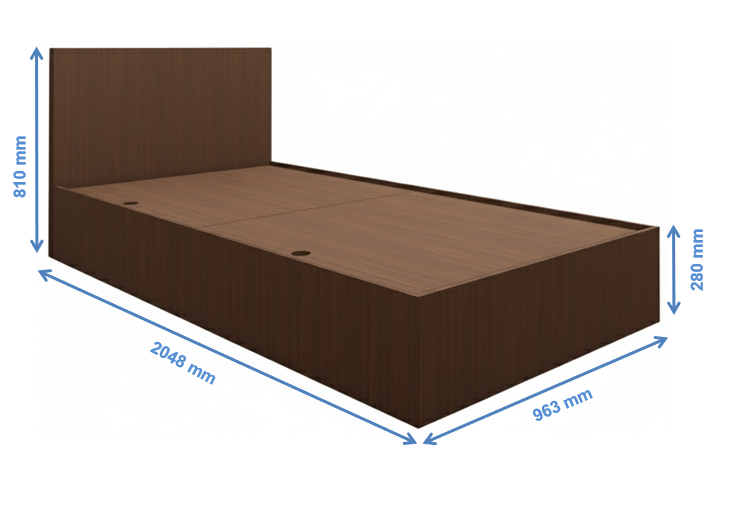 Rich Walnut Finish Single Bed with Storage – Compact Wooden Bedframe