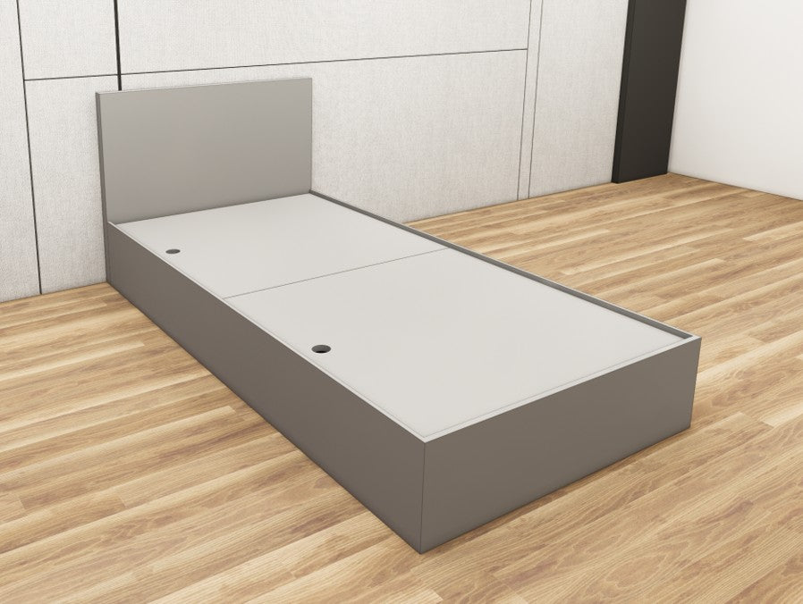 Dust Finish Single Bed with Storage – Compact Wooden Bedframe