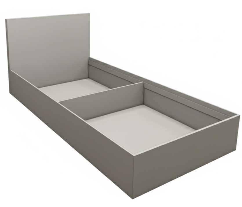 Dust Finish Single Bed with Storage – Compact Wooden Bedframe