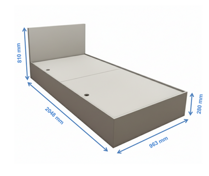 Dust Finish Single Bed with Storage – Compact Wooden Bedframe