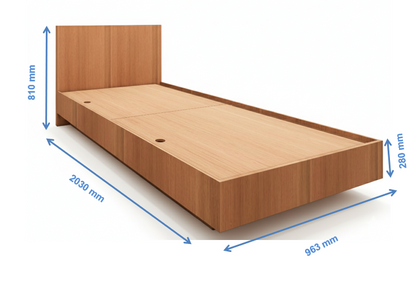 Burma Teak Finish Single Bed – Minimalist Box Frame