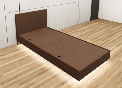 Rich Walnut Finish Single Bed – Minimalist Box Frame