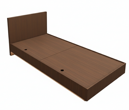 Rich Walnut Finish Single Bed – Minimalist Box Frame