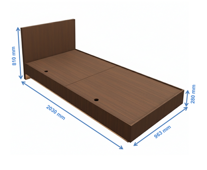 Rich Walnut Finish Single Bed – Minimalist Box Frame