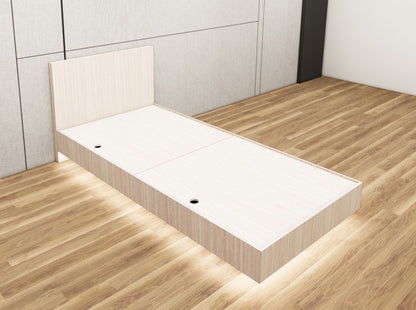 Modern Oak Finish Single Bed – Minimalist Box Frame