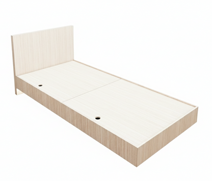 Modern Oak Finish Single Bed – Minimalist Box Frame