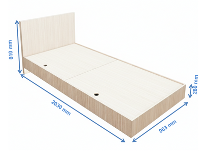 Modern Oak Finish Single Bed – Minimalist Box Frame