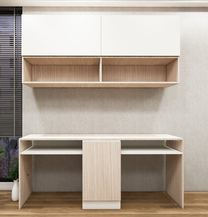 Wool White & Modern Oak Finish Study Table – Minimal Work Desk
