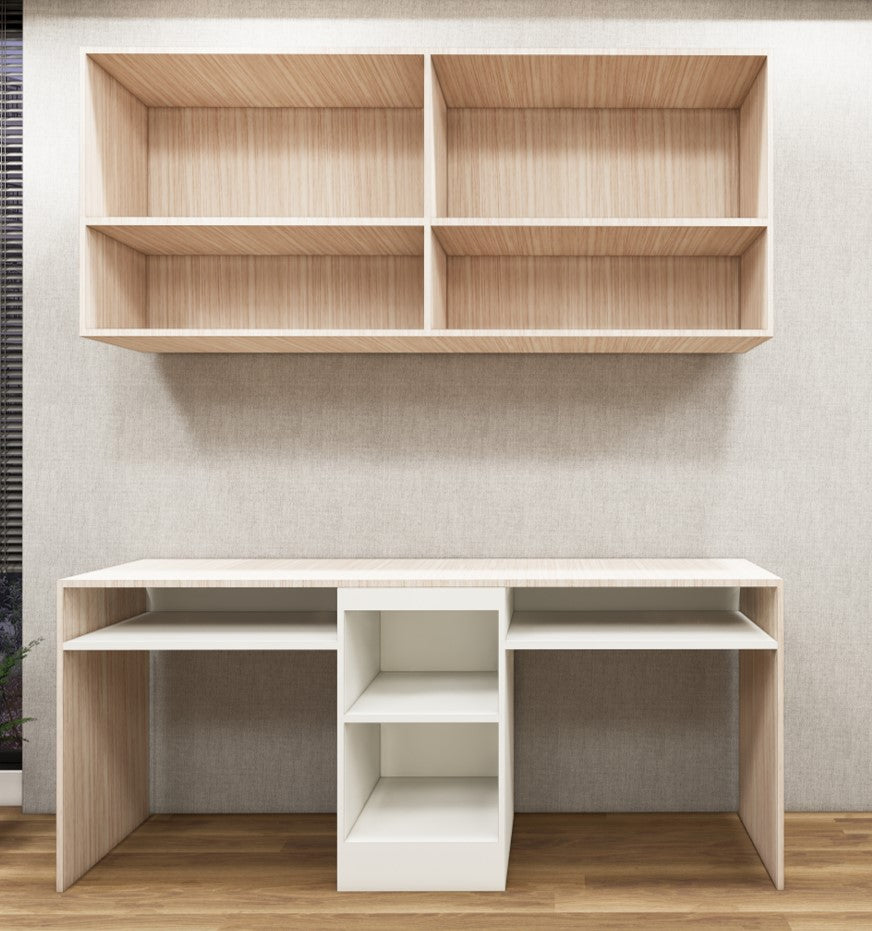 Wool White & Modern Oak Finish Study Table – Minimal Work Desk