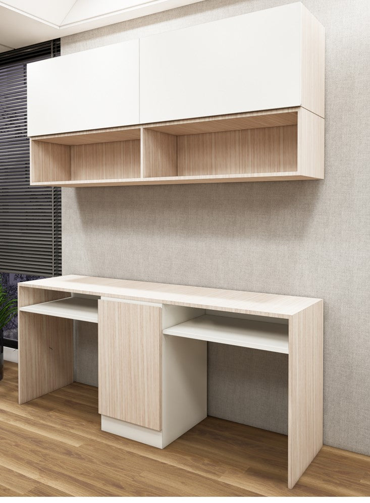 Wool White & Modern Oak Finish Study Table – Minimal Work Desk