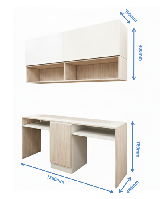 Wool White & Modern Oak Finish Study Table – Minimal Work Desk