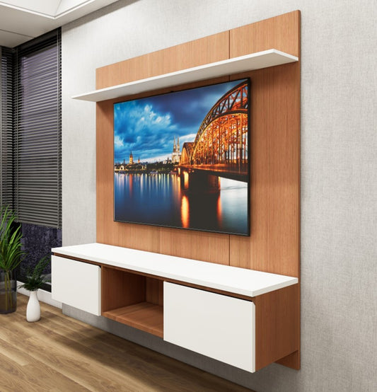 Burma Teak & Wool TV Unit – Designer Entertainment Console