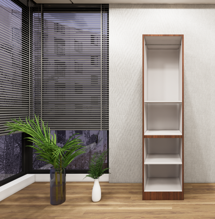 Single Door American Walnut & Wool Wardrobe – Modern Compact Closet