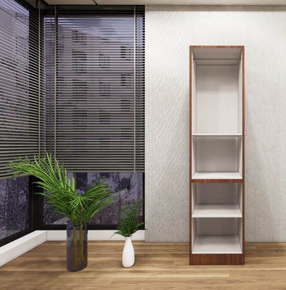 Single Door American Walnut & Wool Wardrobe – Modern Compact Closet
