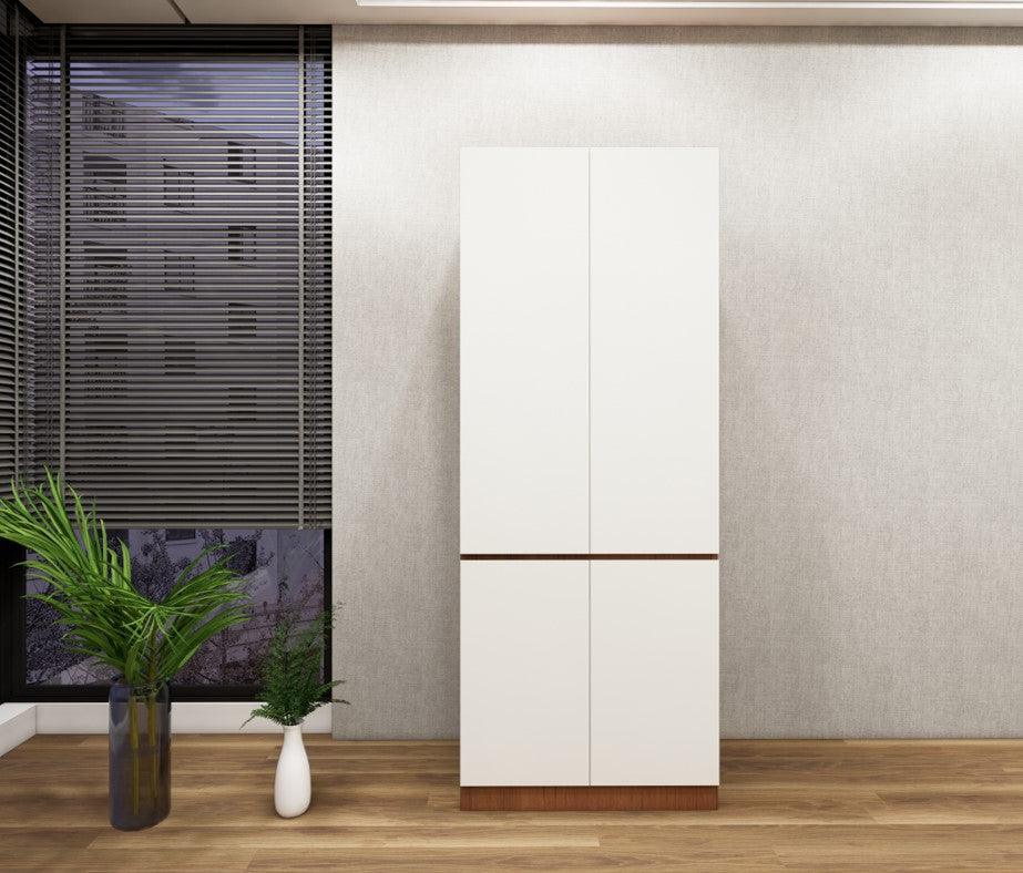 Double Door Burma Teak & Wool Wardrobe – Compact Wooden Closet