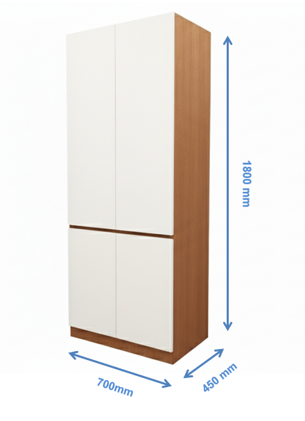 Double Door Burma Teak & Wool Wardrobe – Compact Wooden Closet