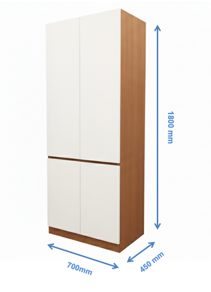 Double Door Burma Teak & Wool Wardrobe – Compact Wooden Closet