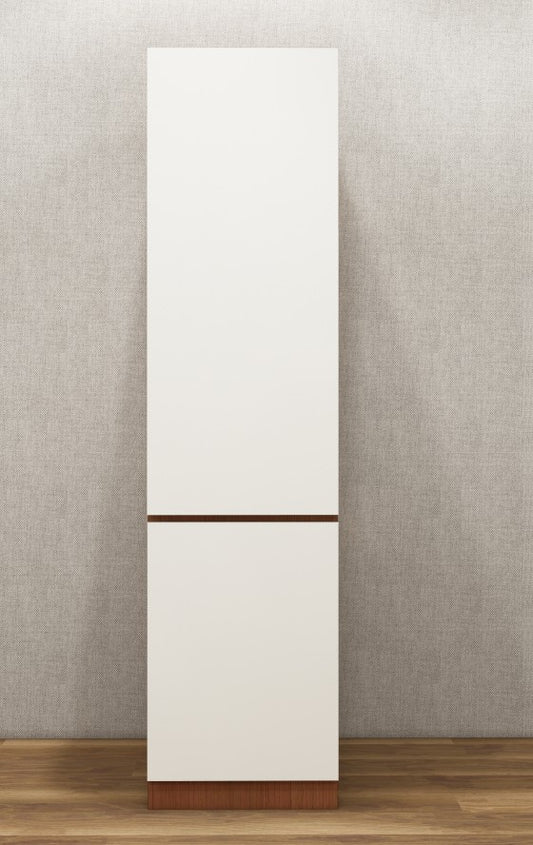 Contemporary Single Door Wardrobe – Dual Tone Burma Teak & Wool White Finish