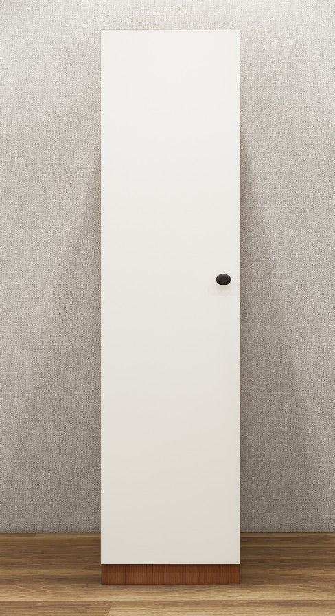 Burma Teak & Wool White Door Finish Wardrobe – Sleek One Door Minimal Design