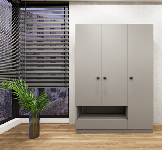 Triple Door Dust Finish Wardrobe – Modern Storage Closet