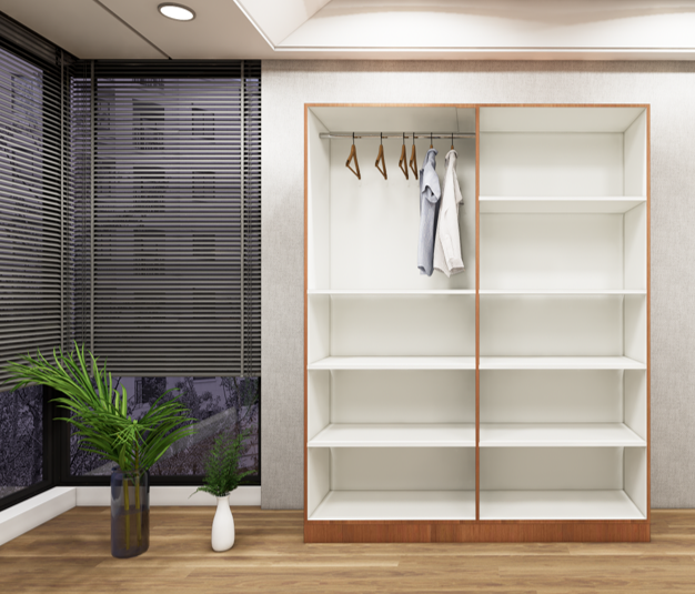 Four Door American Walnut & Wool Wardrobe – Designer Bedroom Closet