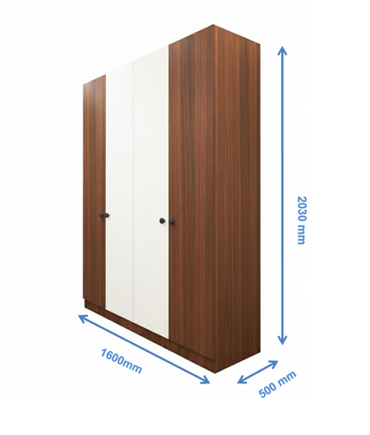 Four Door American Walnut & Wool Wardrobe – Designer Bedroom Closet